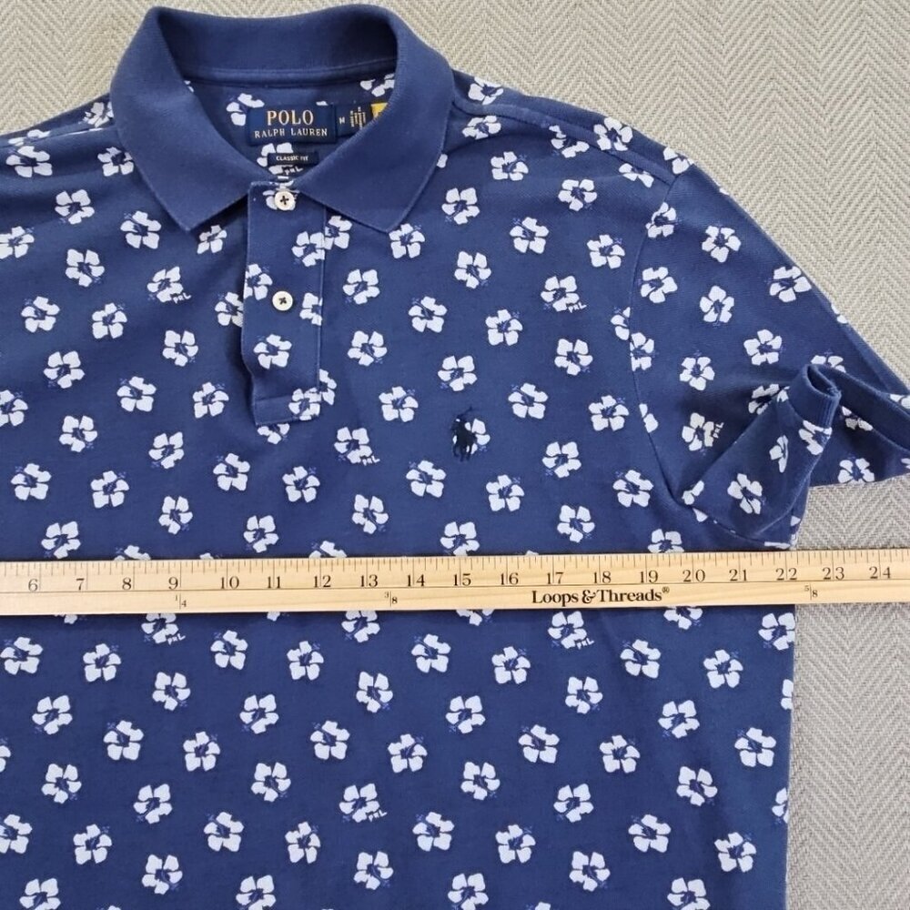 Polo Ralph Lauren Classic Fit PRL Polo Shirt Men's Medium Blue Floral EUC LN - Picture 10 of 13